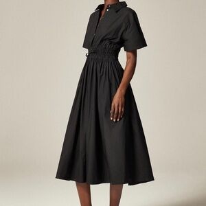 NWT J Crew Elena Black Cotton Poplin Shirtdress Size 4